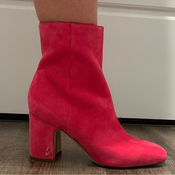 Sam Edelman Hot Pink Suede Fawn Booties - Picture 5 of 9